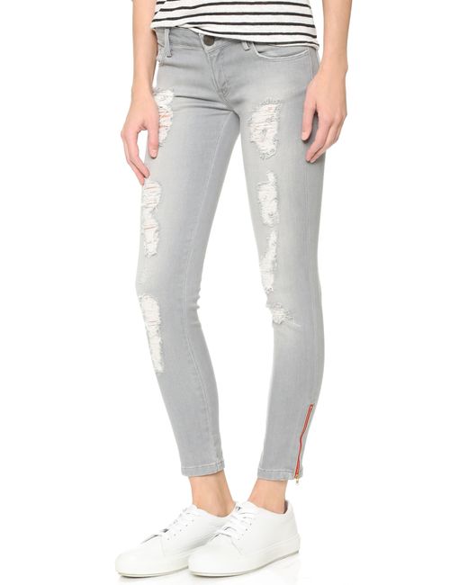 Etienne Marcel Denim Red Zip Skinny Jeans in Grey (Gray) | Lyst