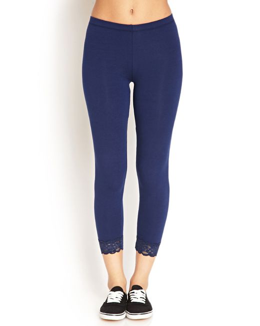 Forever 21 Lace-trimmed Capri Leggings 
