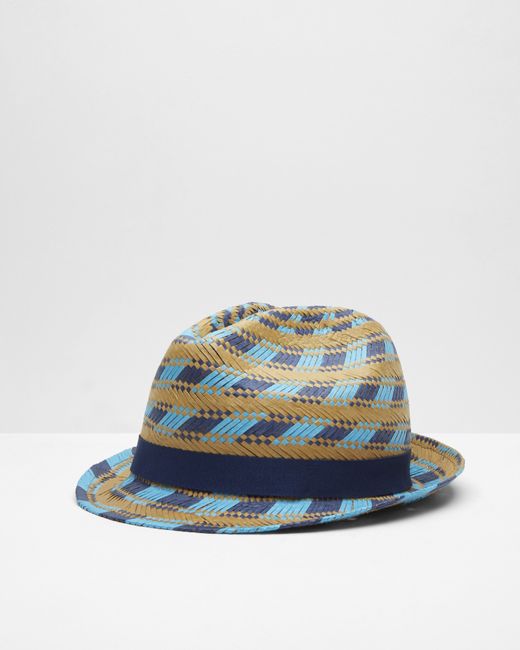 Ted Baker Natural Multi-coloured Straw Trilby Hat for men