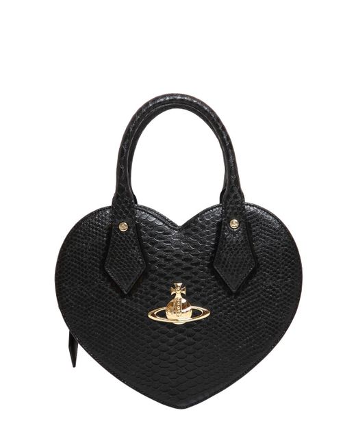 Vivienne Westwood Black Heart Snake Embossed Faux Leather Bag