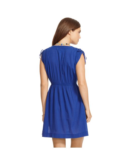 Ralph Lauren Cotton Empire waist Cover up in Blue Lyst