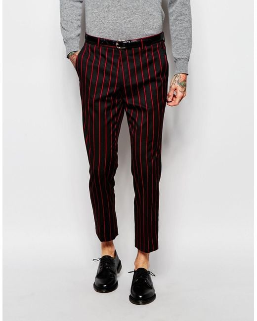 Mens striped cropped trousers top