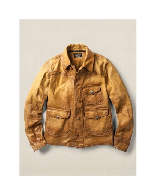 RRL Brown Leather Griggs Jacket for men