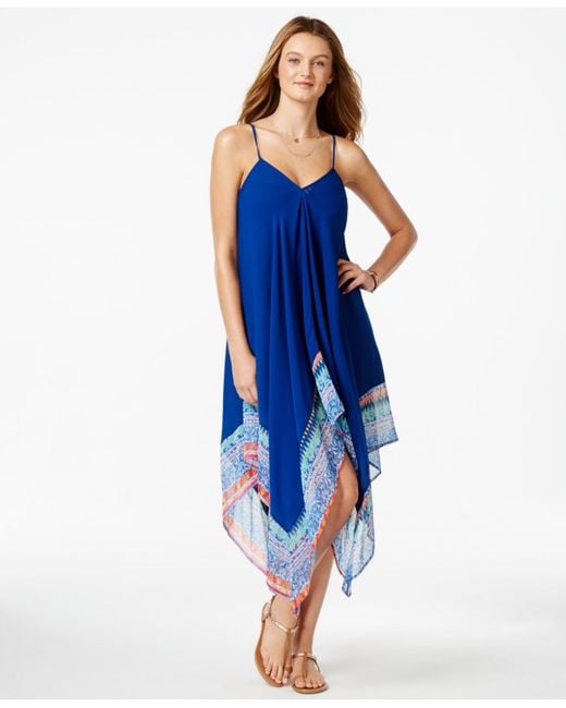 Jessica Simpson Multicolor Handkerchief-hem Maxi Cover-up Dress