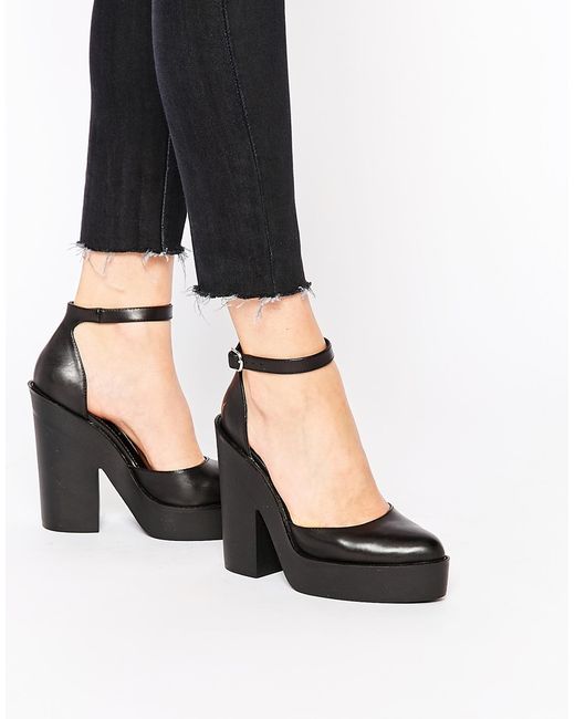 Windsor Smith Pow Ankle Strap Heeled Shoes in Black | Lyst