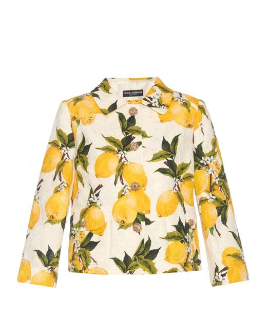 Dolce & Gabbana Lemon-print Cotton And Silk-blend Jacket in Yellow Print  (White) | Lyst