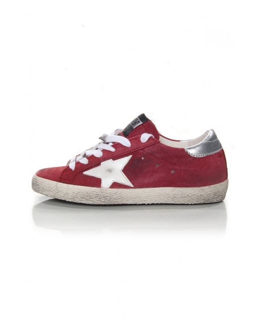 golden goose red suede sneakers