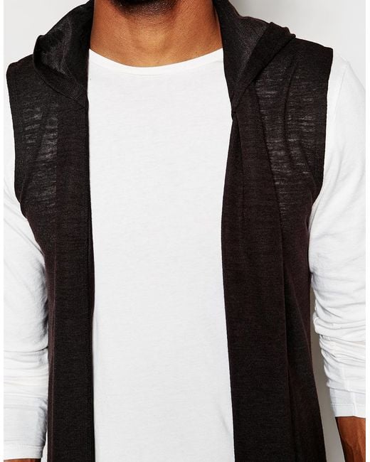 Mens longline shop cardigan with hood