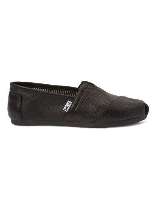 TOMS Black Perforated Leather Men's Classic for men