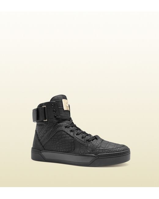 LOUIS VUITTON Black Croc Leather Men Sneaker