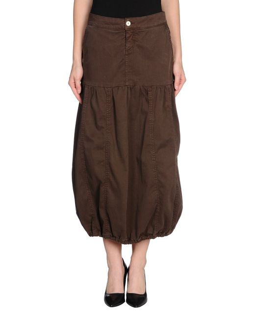 Manila grace Denim Skirt in Brown (Dark brown) Lyst