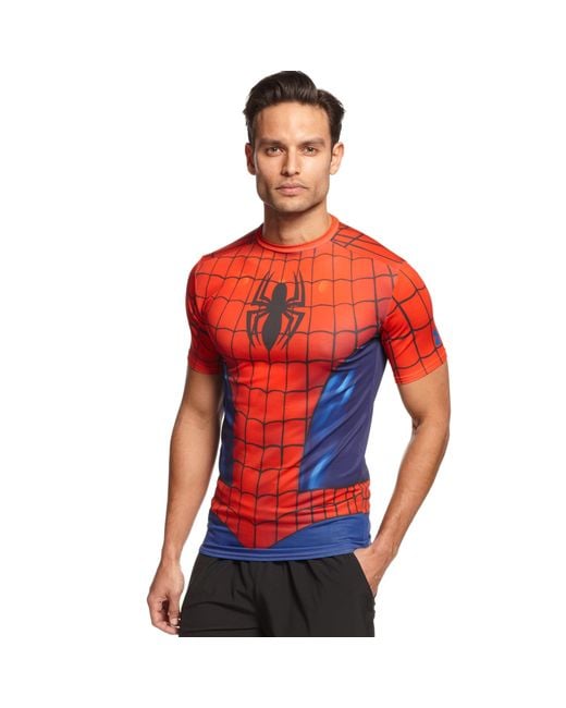 Under Armour Ae Spiderman Compression Tshirt in Red for Men | Lyst