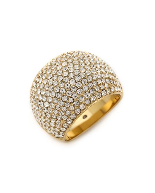 Michael Kors Metallic Pave Dome Ring - Gold/Clear