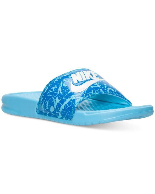 Nike Women's Benassi Jdi Print Slide Sandals From Finish Line in Blue | Lyst