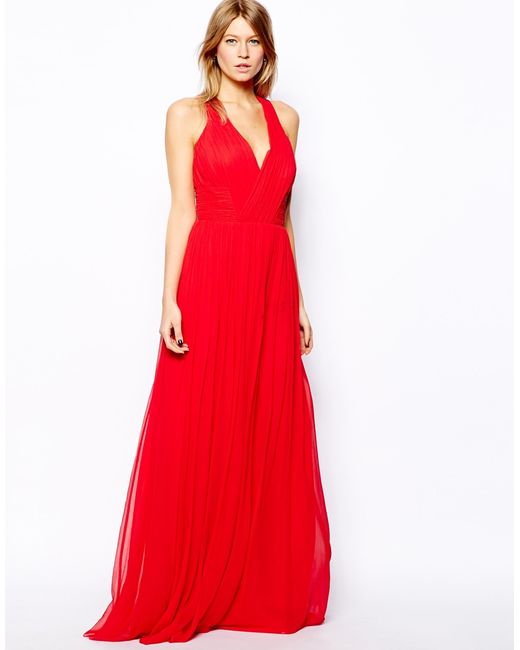 Mango Cross Back Maxi Dress in Red | Lyst