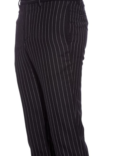 Navy Pinstripe Tapered Trousers  New Look