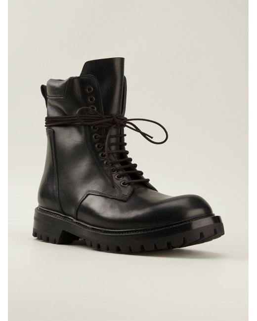 Rick Owens Combat Boots in Black for Men | Lyst