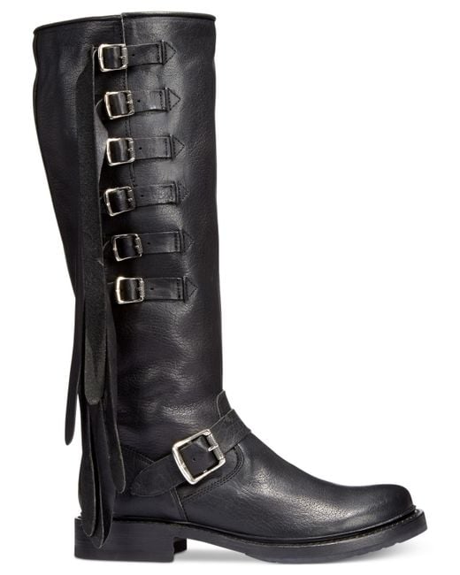 Frye Black Veronica Strap Tall Boots