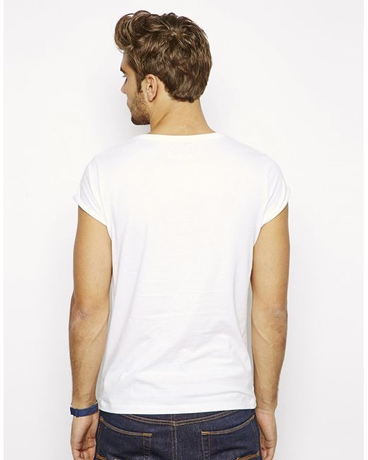ASOS Tshirt with Pocket and Rolled Sleeves in White for Men | Lyst