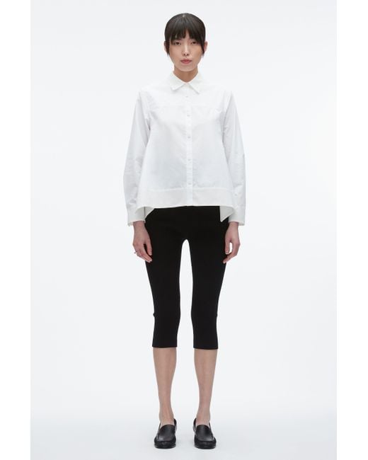 3.1 Phillip Lim White Flounce Hem Poplin Shirt