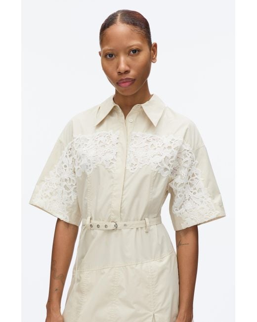 3.1 Phillip Lim Black Cascade Hem Shirt Dress With Lace