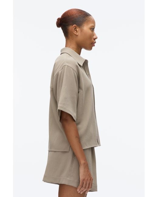 3.1 Phillip Lim Natural Wool Crepe Boxy Shirt Sleeve Shirt