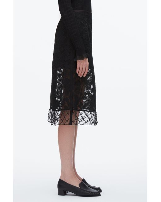 3.1 Phillip Lim Black Corded Lace Organza Skirt