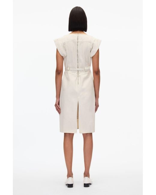 3.1 Phillip Lim White Deconstructed Belted Denim Dress