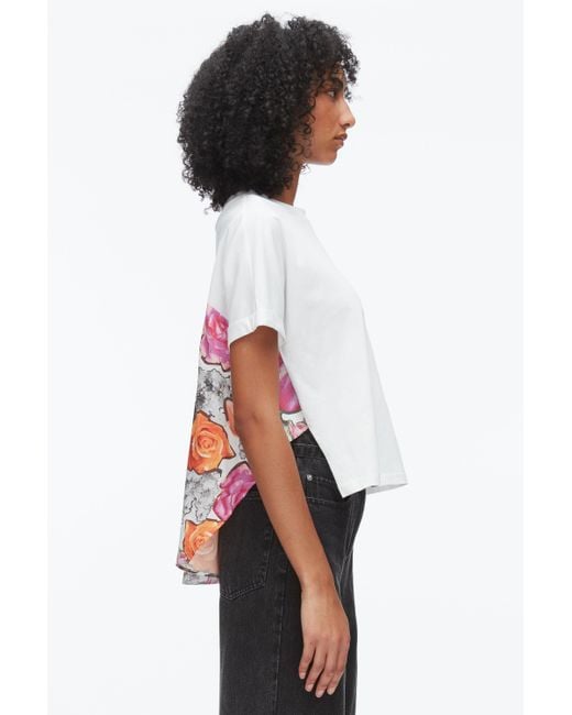 3.1 Phillip Lim Black Short Sleeve Tee With Floral Collage Combo