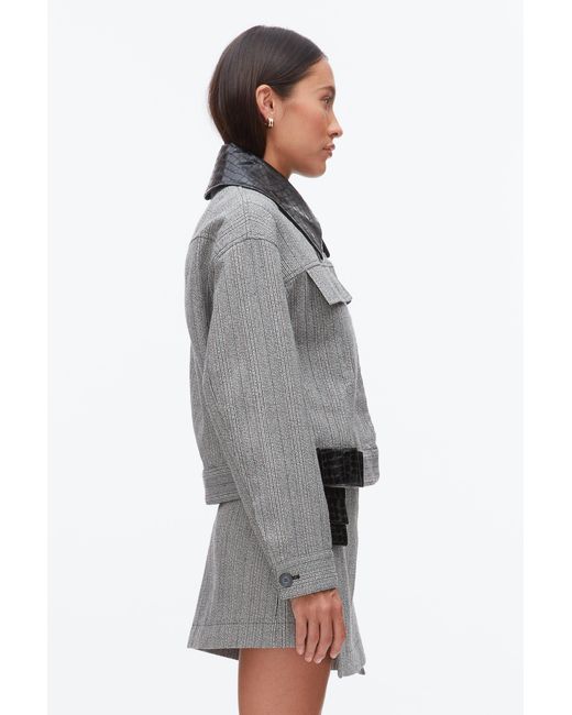 3.1 Phillip Lim Gray Jaspé Cropped Jacket