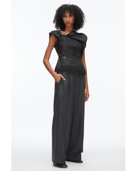 3.1 Phillip Lim Black Draped Bow Belted Shell Top