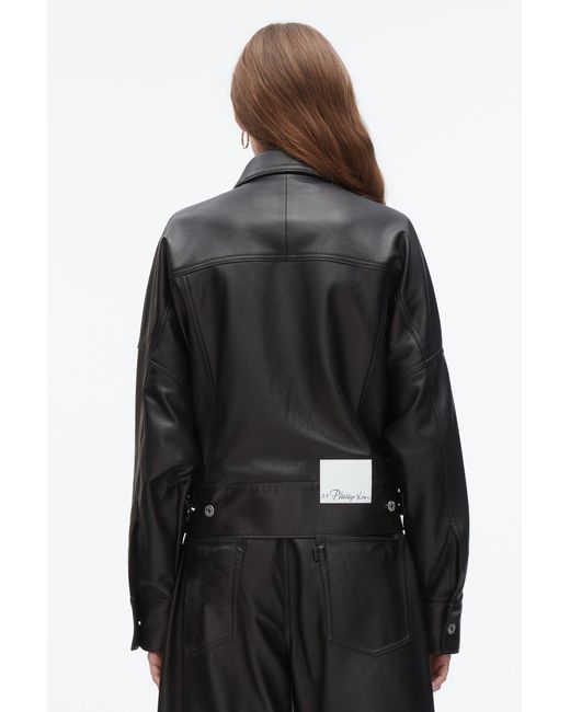 3.1 Phillip Lim Black Leather Boxy Jacket
