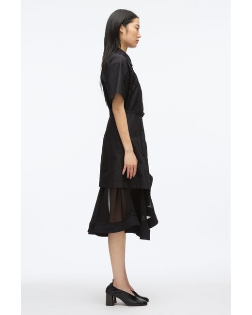 3.1 Phillip Lim Black Cascade Hem Shirt Dress With Lace