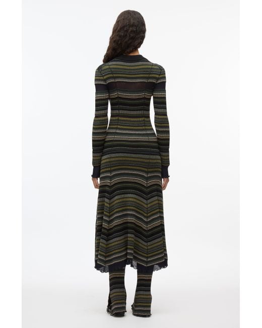 3.1 Phillip Lim Black Reversible Stripe Knit Polo Dress
