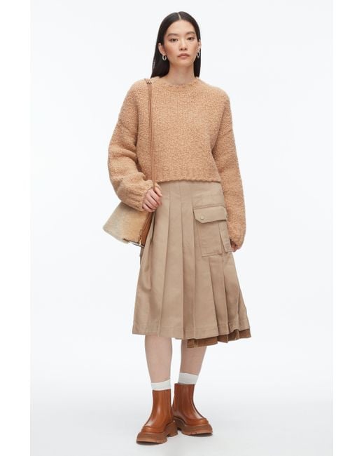 3.1 Phillip Lim Green Boucle Zipper Crewneck