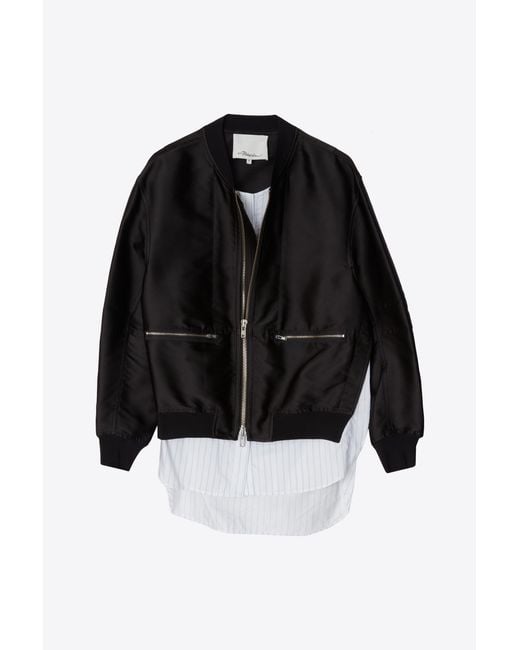 3.1 Phillip Lim Black Layered Bomber Jacket