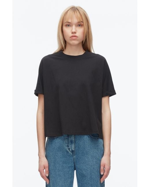 3.1 Phillip Lim Black Short Sleeve Tee With Floral Collage Combo