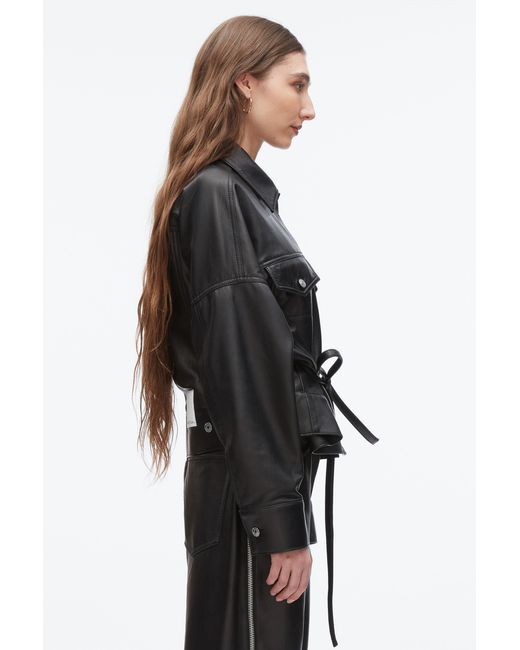 3.1 Phillip Lim Black Leather Boxy Jacket