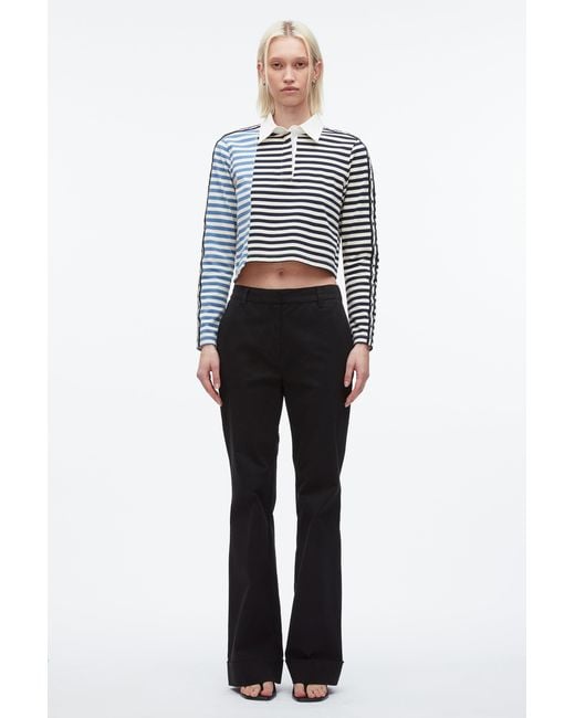 3.1 Phillip Lim Black Patchwork Cropped Polo