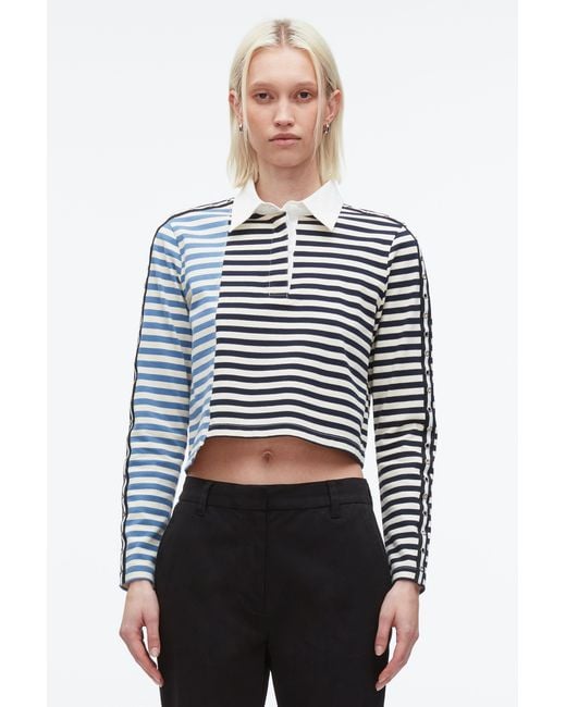 3.1 Phillip Lim Black Patchwork Cropped Polo
