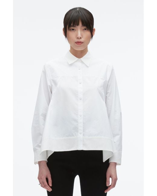 3.1 Phillip Lim White Flounce Hem Poplin Shirt