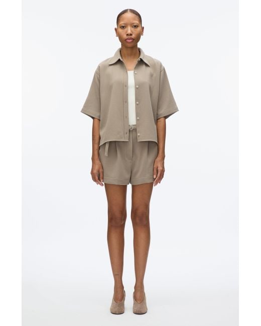 3.1 Phillip Lim Natural Wool Crepe Boxy Shirt Sleeve Shirt