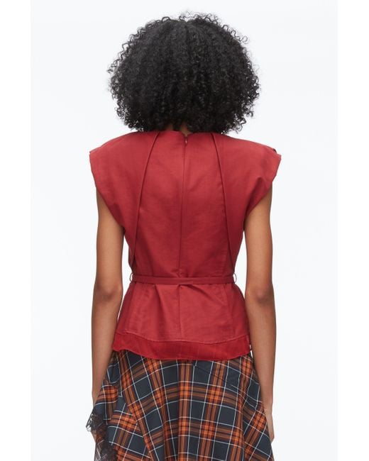 3.1 Phillip Lim Black Draped Bow Belted Shell Top