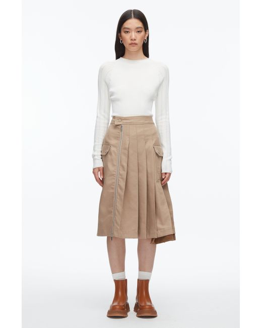 3.1 Phillip Lim Pleated Zip Utility Skirt in Natural | Lyst