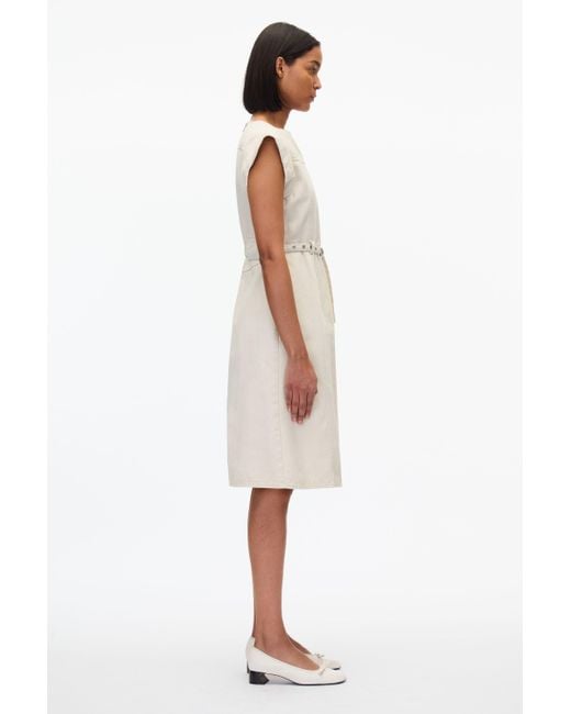 3.1 Phillip Lim White Deconstructed Belted Denim Dress