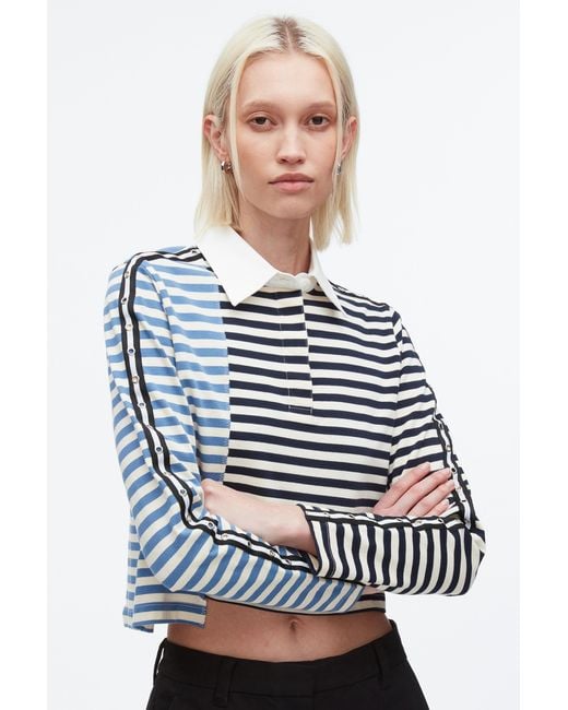 3.1 Phillip Lim Black Patchwork Cropped Polo