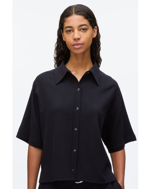 3.1 Phillip Lim Natural Wool Crepe Boxy Shirt Sleeve Shirt