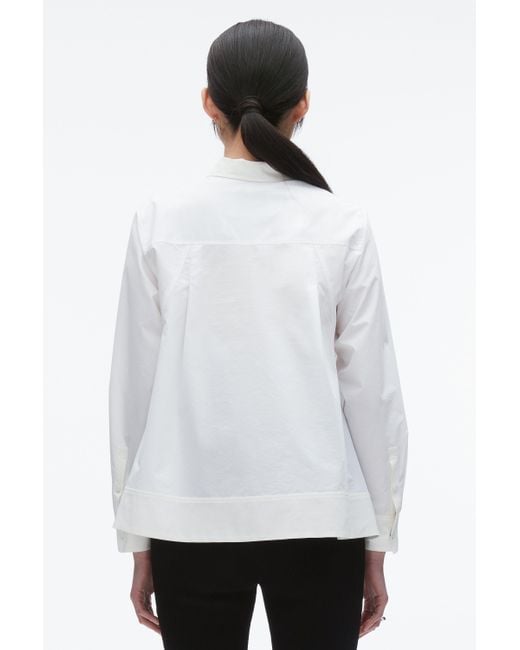 3.1 Phillip Lim White Flounce Hem Poplin Shirt