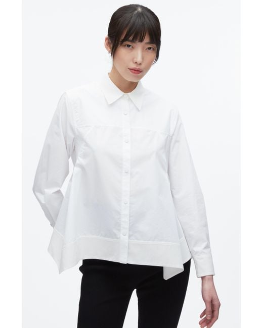 3.1 Phillip Lim White Flounce Hem Poplin Shirt