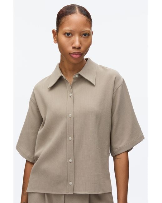 3.1 Phillip Lim Natural Wool Crepe Boxy Shirt Sleeve Shirt